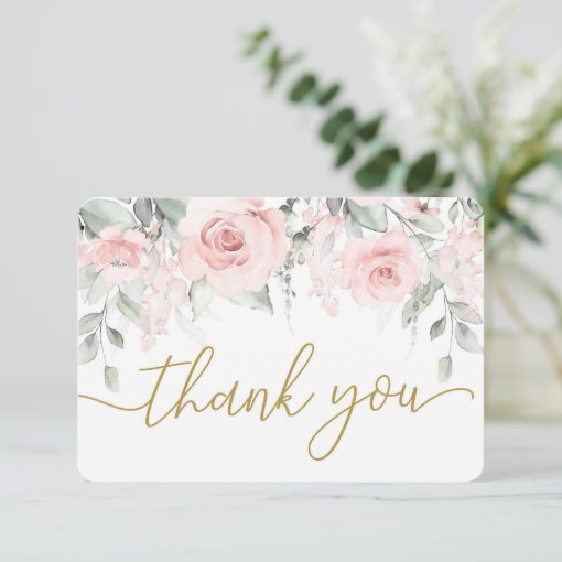 Pastel pink floral thank you card | Zazzle