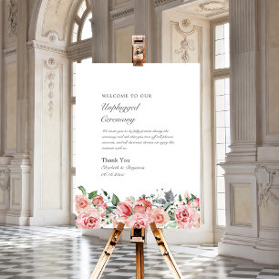 Pastel Pink Floral Unplugged Ceremony Wedding Foam Board