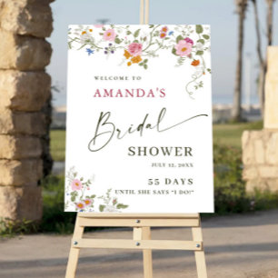 Pastel Pink Floral Wildflower Bridal Shower Foam Board