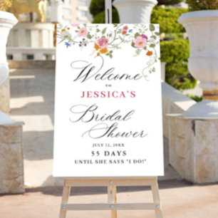 Pastel Pink Floral Wildflower Bridal Shower Foam Board