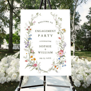 Pastel Pink Floral Wildflower Engagement Party Foam Board