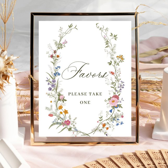 Pastel Pink Floral Wildflower Favors Sign (Creator Uploaded)