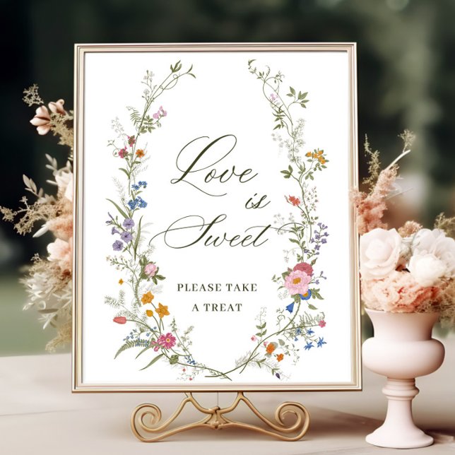 Pastel Pink Floral Wildflower Love is Sweet Poster (Creator Uploaded)