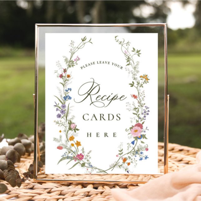 Pastel Pink Floral Wildflower Recipe Cards Poster (Creator Uploaded)