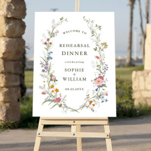 Pastel Pink Floral Wildflower Rehearsal Dinner Foam Board