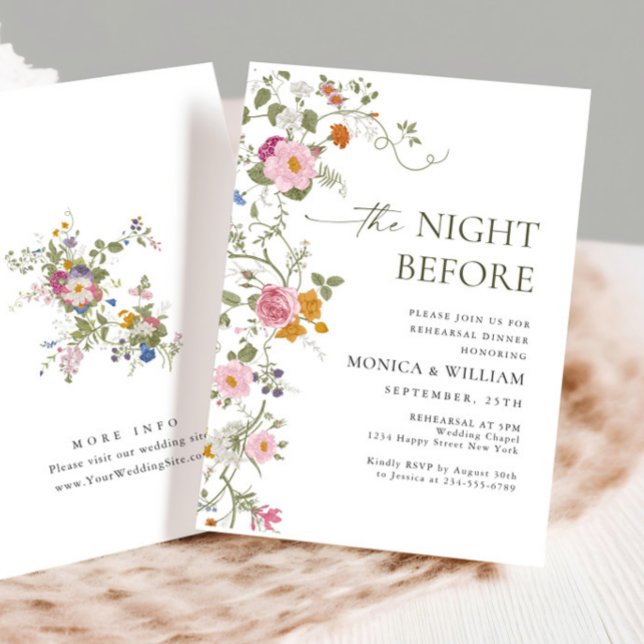 Pastel Pink Floral Wildflowers Rehearsal Dinner Invitation (Creator Uploaded)