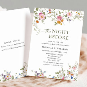Pastel Pink Floral Wildflowers Rehearsal Dinner Invitation