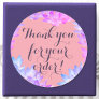 Pastel Pink Flower Frame Romantic Cute Thank You Classic Round Sticker