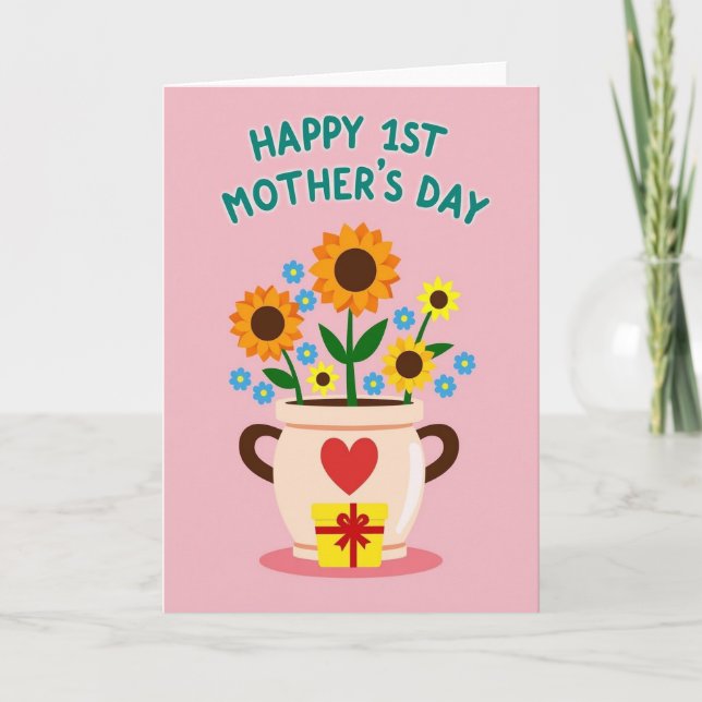 Pastel Pink Flower Pot Card (Front)