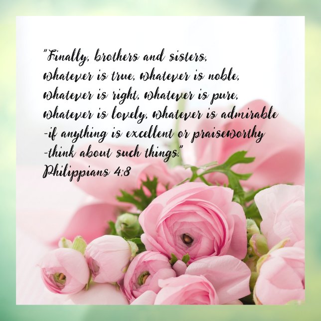 Pastel Pink Flowers Bible Verse Window Cling (Sheet 3)