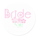 Pastel Pink Flowers Bride Classic Round Sticker