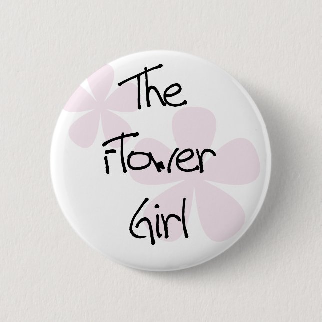 Pastel Pink Flowers Flower Girl Pinback Button (Front)