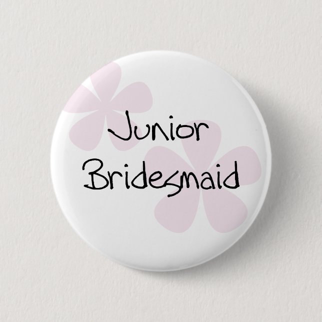Pastel Pink Flowers Jr. Bridesmaid Pinback Button (Front)