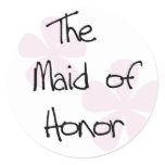 Pastel Pink Flowers Maid of Honor Classic Round Sticker