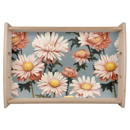 Pastel Pink Flowers Serving Tray