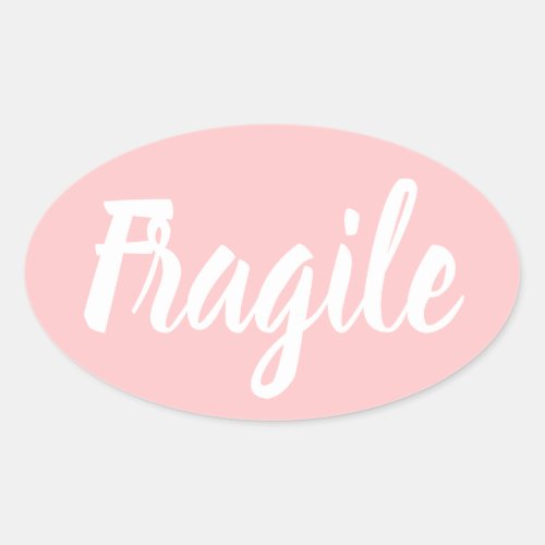 Pastel pink fragile trendy modern business oval sticker