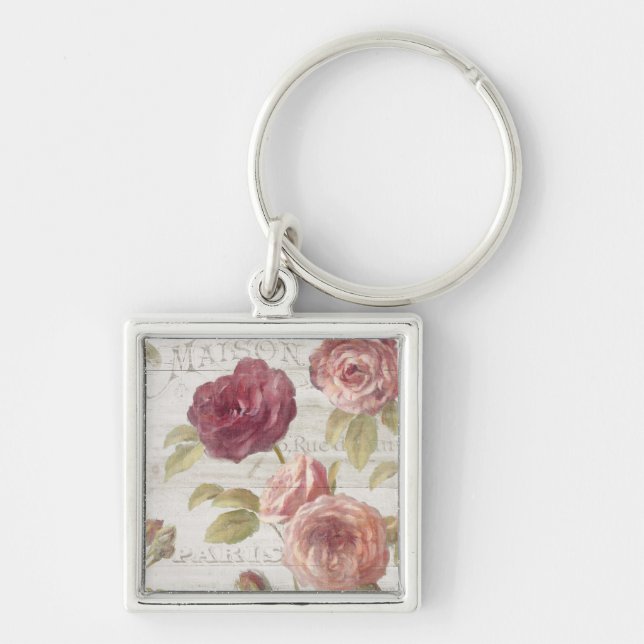 Pastel Pink French Roses Keychain (Front)