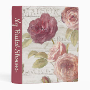 Pastel Pink French Roses Mini Binder