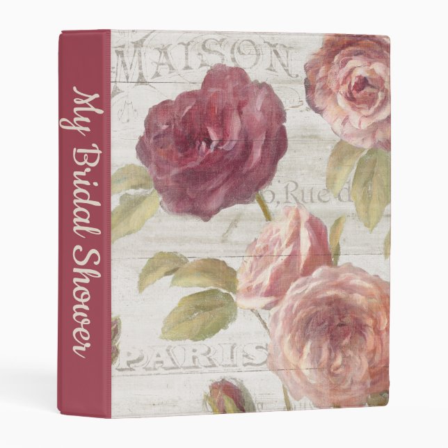Pastel Pink French Roses Mini Binder (Front/Spine)