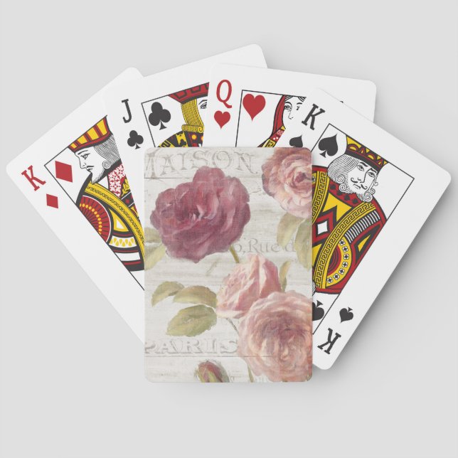 Pastel Pink French Roses Poker Cards (Back)