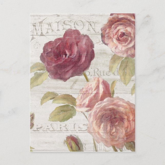 Pastel Pink French Roses Postcard (Front)