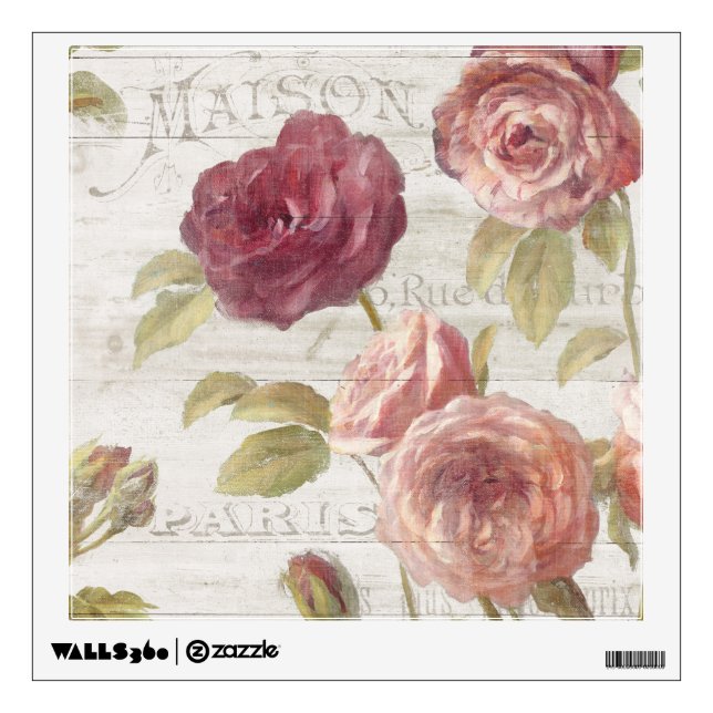 Pastel Pink French Roses Wall Decal (Front)