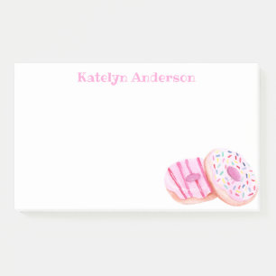 Pastel Pink Frosted Donuts Personalized Post-it Notes