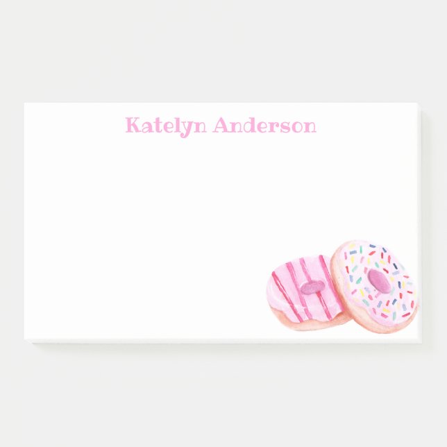 Pastel Pink Frosted Donuts Personalized Post-it Notes (Front)