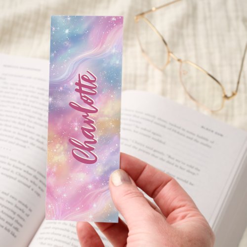 Pretty Bookmarks 13 Pastel Pink Galaxy Sparkle Personalized Bookmarks