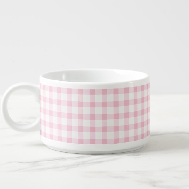 Pastel Pink Gingham Check Pattern Bowl (Right)