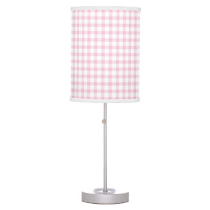 Pastel Pink Gingham Check Pattern Table Lamp