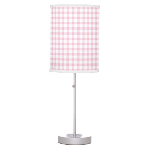 Pastel Pink Gingham Check Pattern Table Lamp