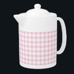 Pastel Pink Gingham Check Pattern Teapot<br><div class="desc">Classic Pastel Pink Gingham Check Pattern</div>