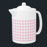 Pastel Pink Gingham Check Pattern Teapot<br><div class="desc">Classic Pastel Pink Gingham Check Pattern</div>