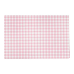 Pastel Pink Gingham Checked Pattern Placemat