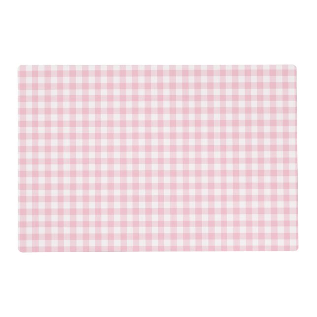 Pastel Pink Gingham Checked Pattern Placemat (Front)