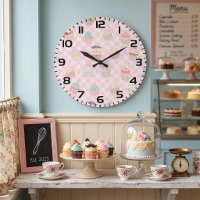 Pastel Pink Gingham Cute Cupcakes Pattern