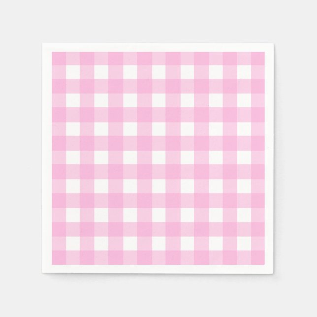 Pastel Pink Gingham Pattern Napkins (Front)