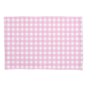 Pastel Pink Gingham Pattern Pillow Case