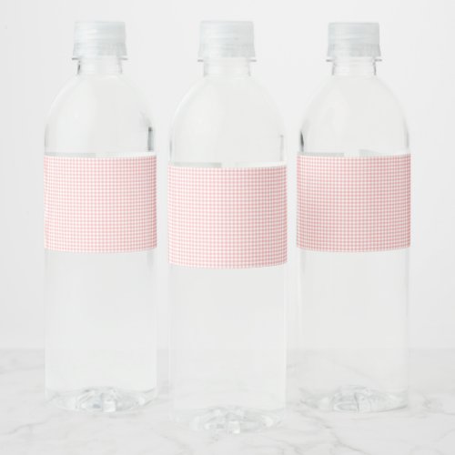 Pastel Pink Gingham Pattern Small Check Plaid Water Bottle Label
