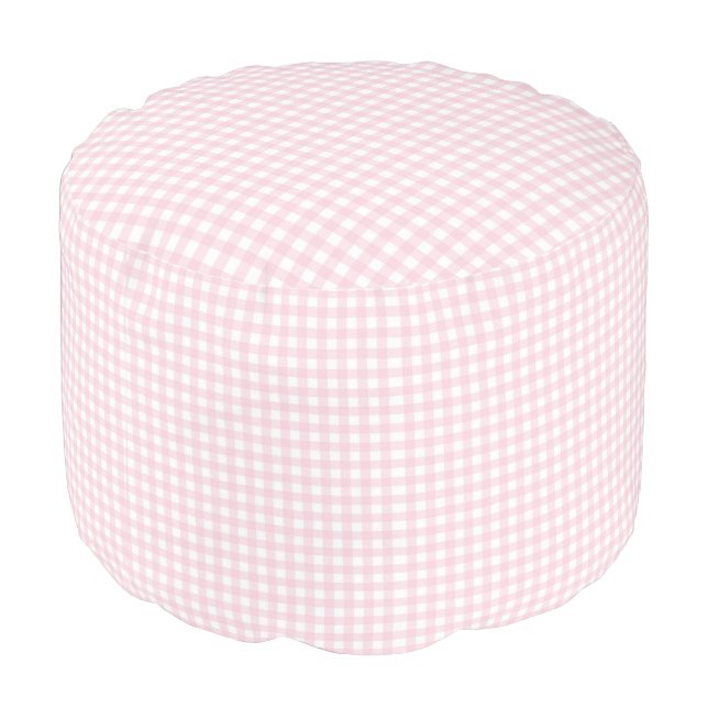 Pastel Pink Gingham Pouf (Angled Back)