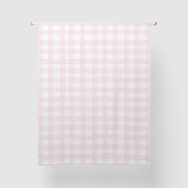 Pastel Pink Gingham Sheer Curtains (Front)
