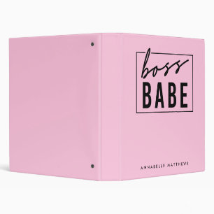 Pastel Pink Girl Boss Babe Business Owner  3 Ring Binder