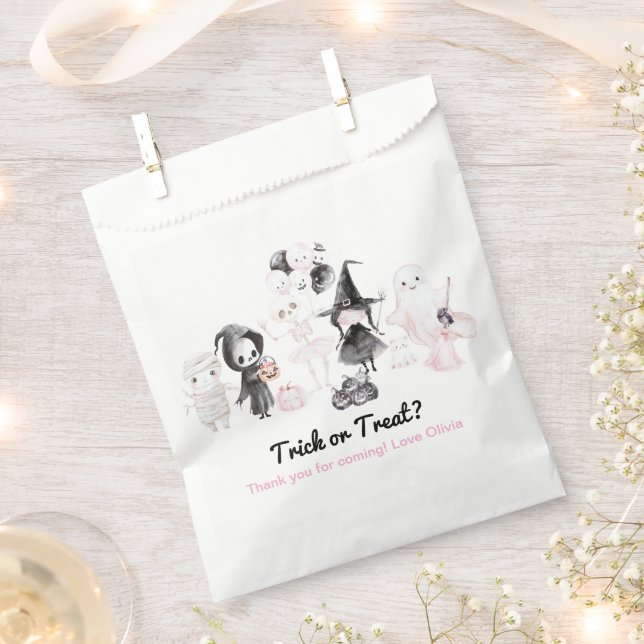 Pastel pink girl halloween birthday favor bag (Clipped)