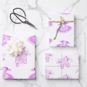 Pastel Pink Girls Ballerina Tutu Ballet Wrapping Paper Sheets