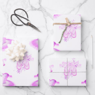 Pastel Pink Girls Birthday Ballet Wrapping Paper Sheets