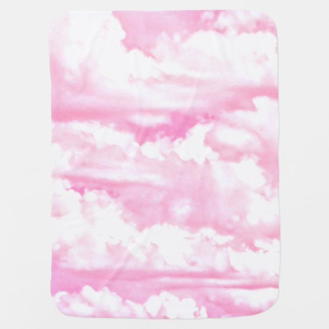 Pastel Pink Girly Clouds Decor Baby Blanket (Front)