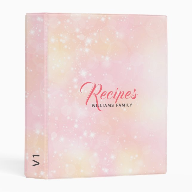 Pastel Pink Girly Sparkling Background Mini Binder (Front/Spine)