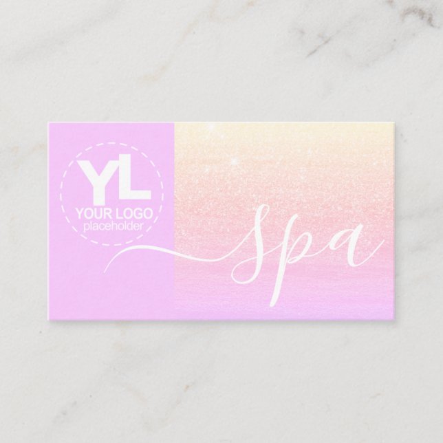 Pastel Pink Glam Logo Template Luxury Glitter Business Card (Front)