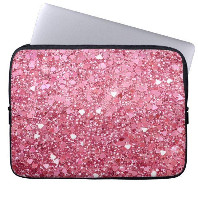 Pastel Pink Glitter  Wrapping Paper Laptop Sleeve (Front)